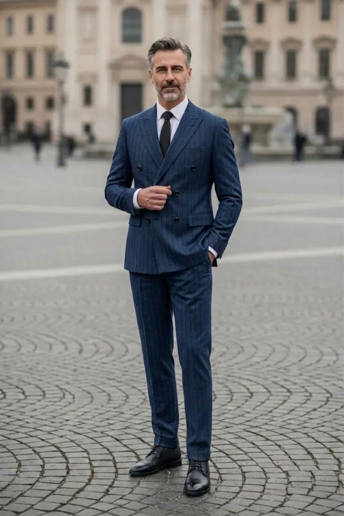 HUGO LAURENT™ | Men's Classic Pinstripe Double-Breasted 3-Piece Suit