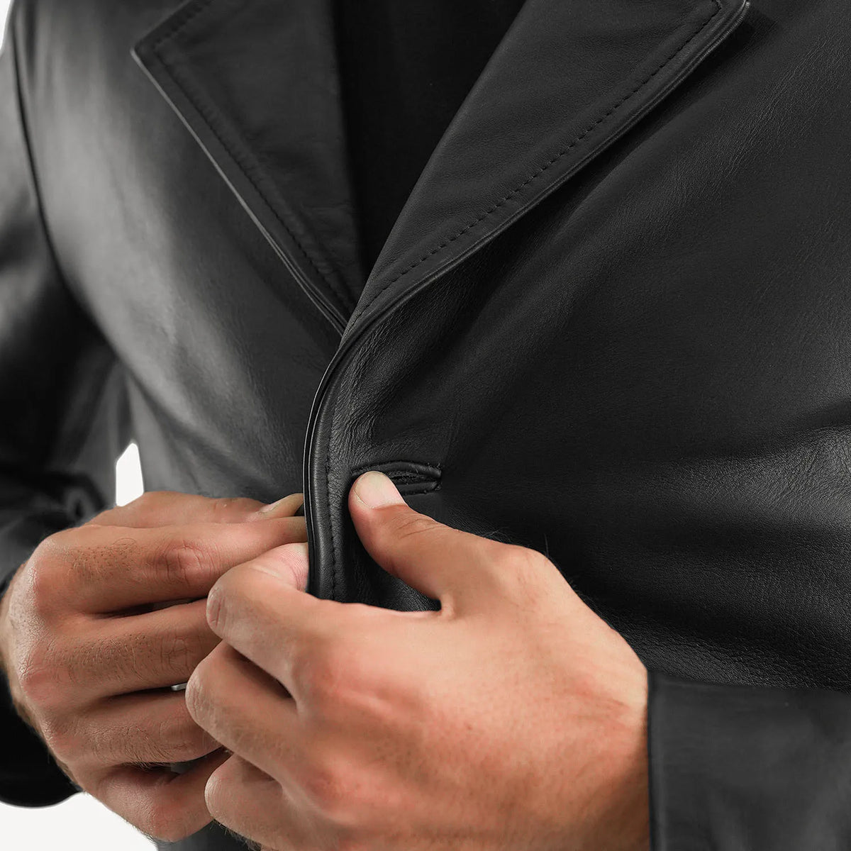 HUGO LAURENT™ | Classmith Black Leather Coat