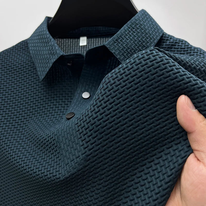 HUGO LAURENT™ | Men's Knitted Polyester Polo Shirt
