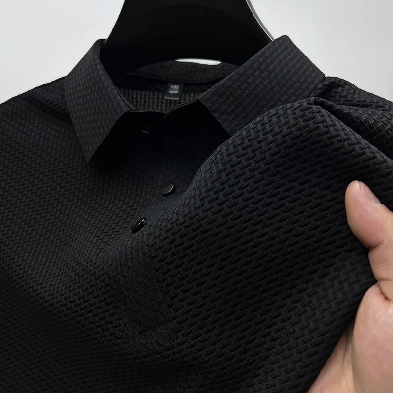 HUGO LAURENT™ | Men's Knitted Polyester Polo Shirt