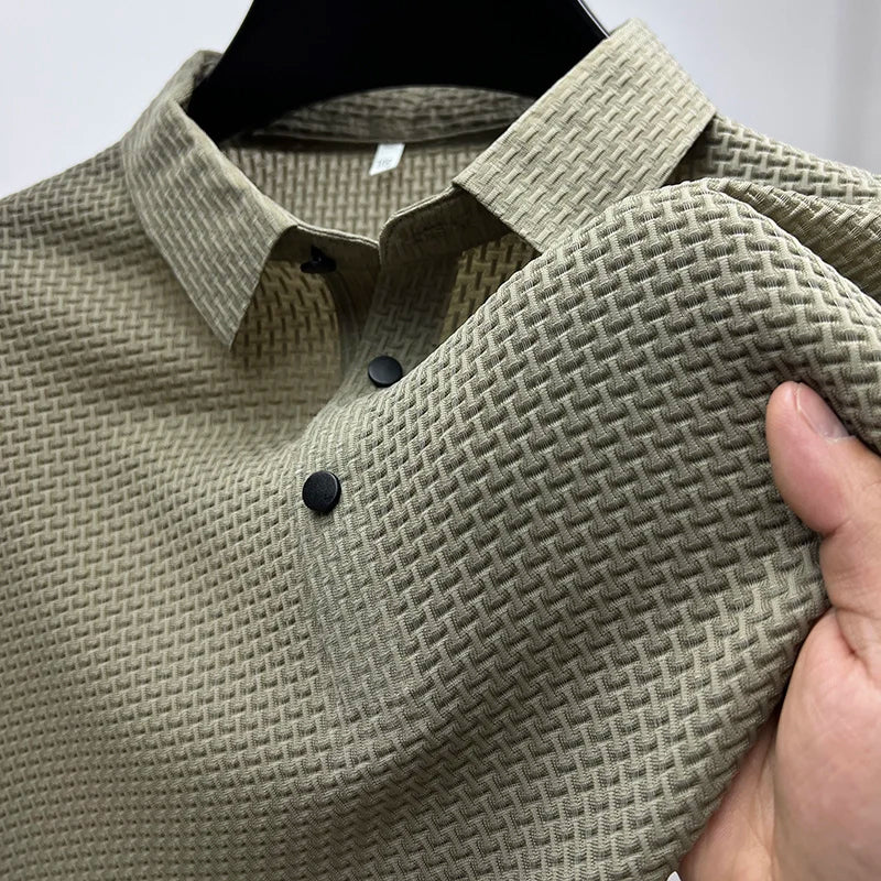 HUGO LAURENT™ | Men's Knitted Polyester Polo Shirt