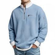 HUGO LAURENT™ | Sweater | Waffle-Knit Sweater with Half-Zip