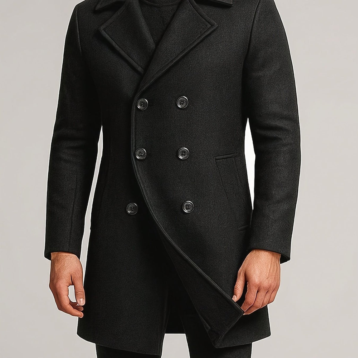 HUGO LAURENT™ | MEN'S MIDI COAT WITH LAPELS