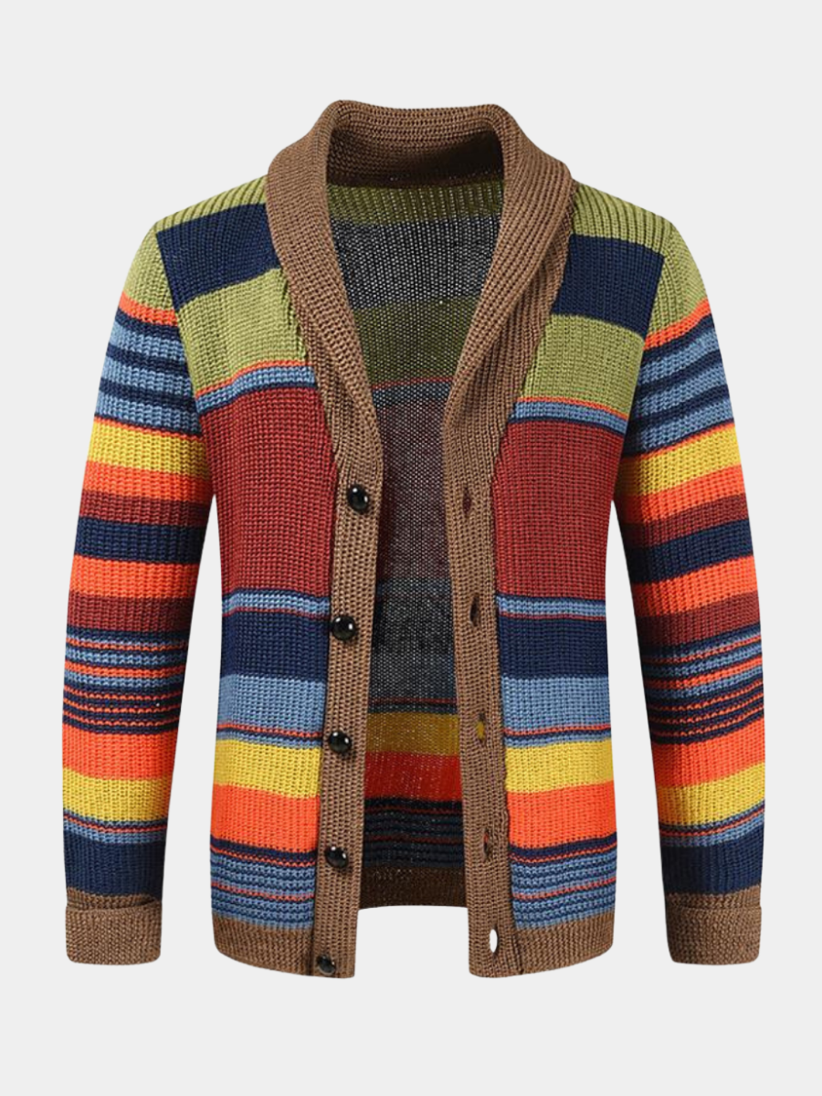 HUGO LAURENT™ | Men's Striped Shawl Collar Cardigan