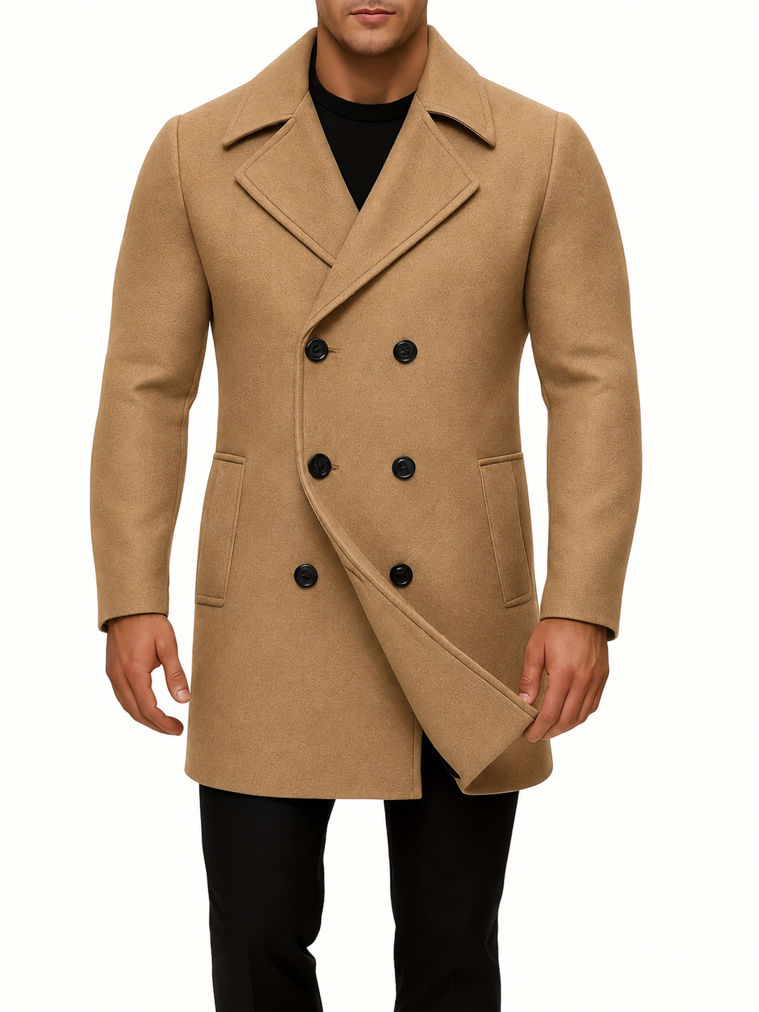 HUGO LAURENT™ | MEN'S MIDI COAT WITH LAPELS