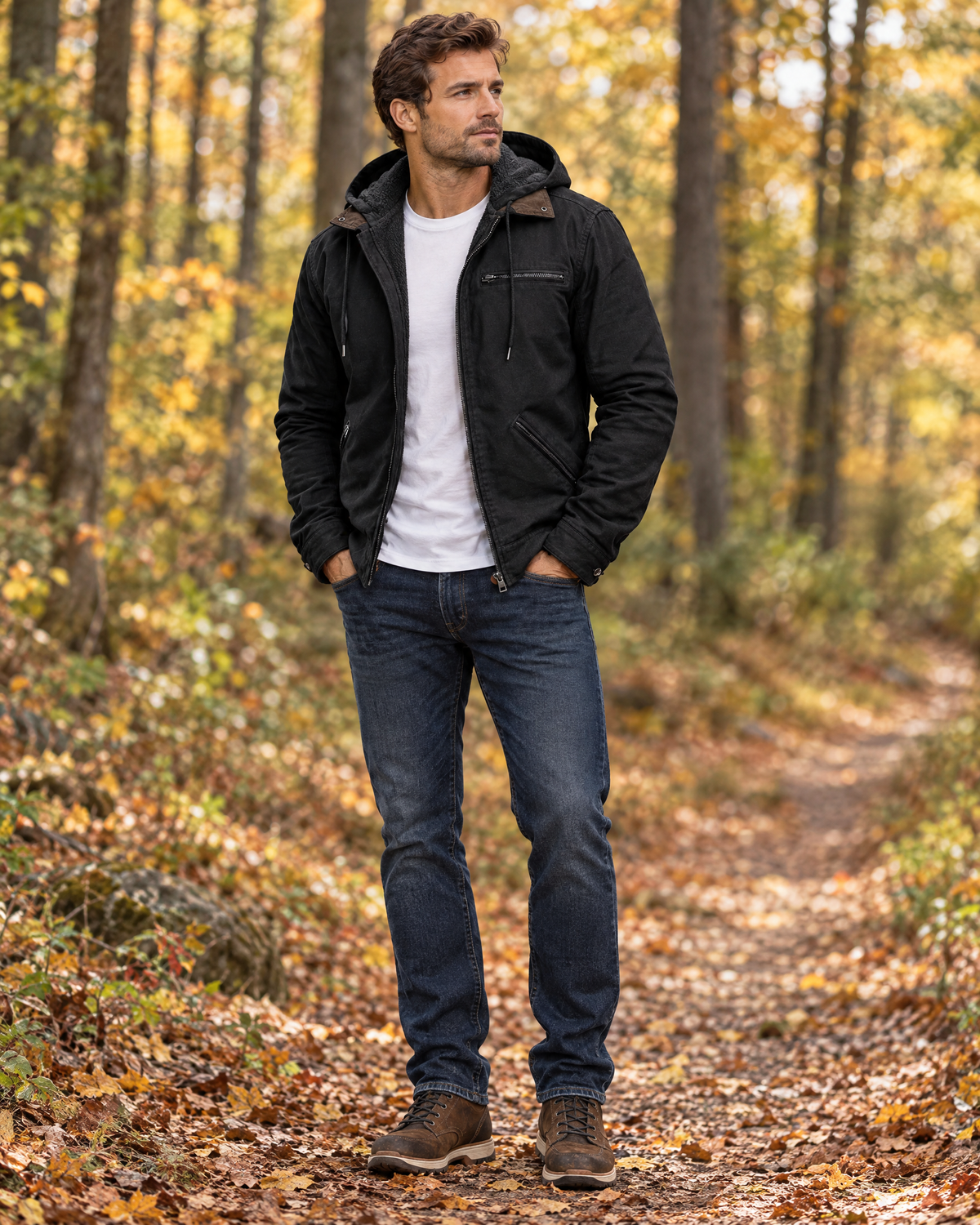 Canvas Hoodie Jacket For Men Black