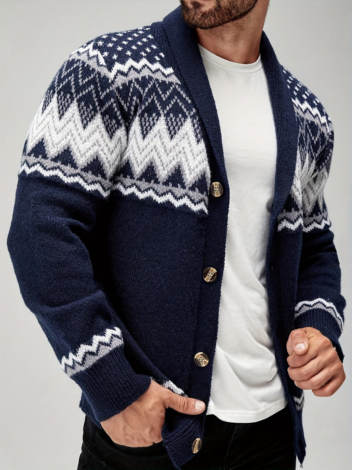 HUGO LAURENT™ | MEN'S GEOMETRIC KNIT JACKET