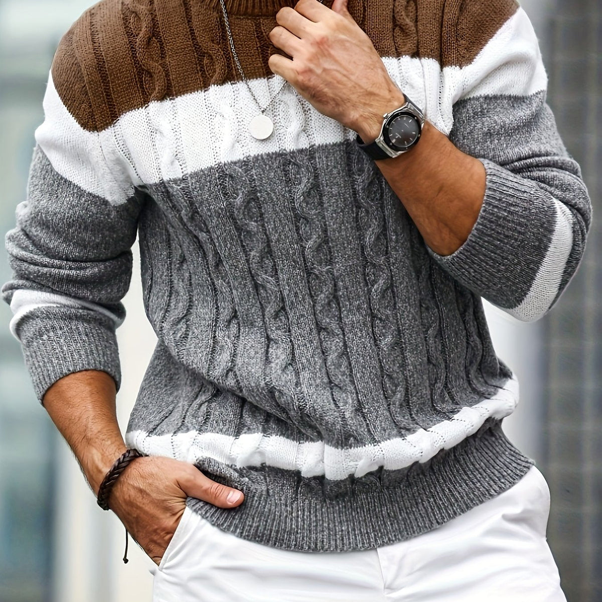 HUGO LAURENT™ | Men's Color-Block Knit Sweater
