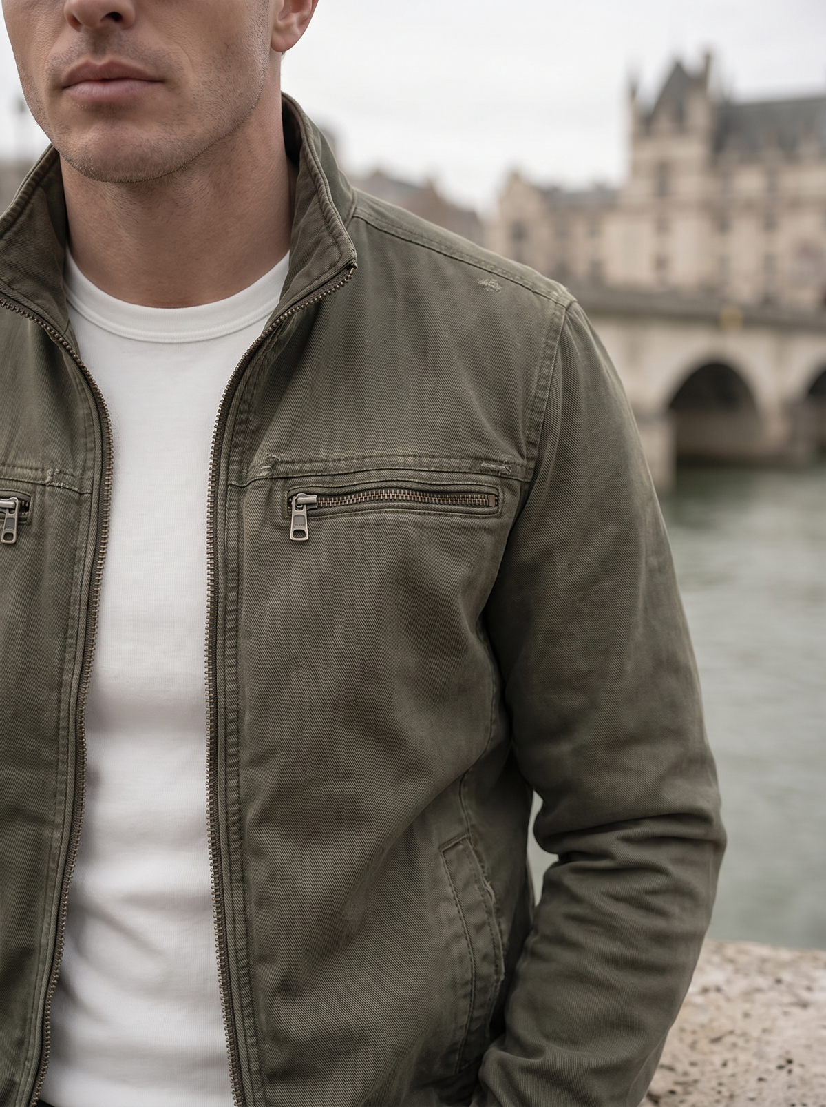 HUGO LAURENT™ | Valmont Vintage Olive Field Jacket - Cross & Crown