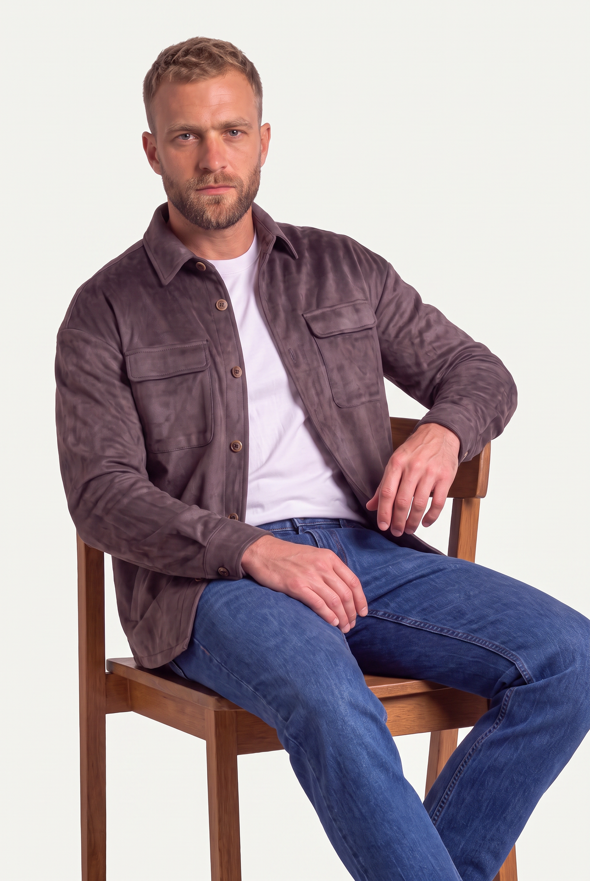 HUGO LAURENT™ | Mirsino Suede Overshirt | Coffee