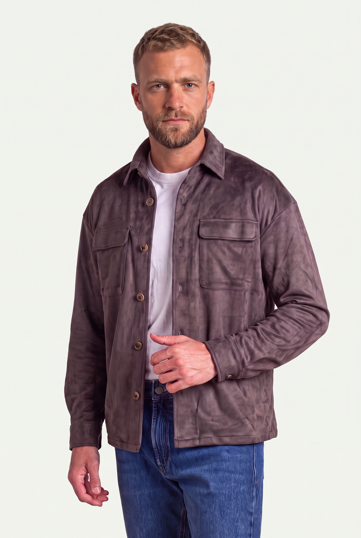 HUGO LAURENT™ | Mirsino Suede Overshirt | Coffee