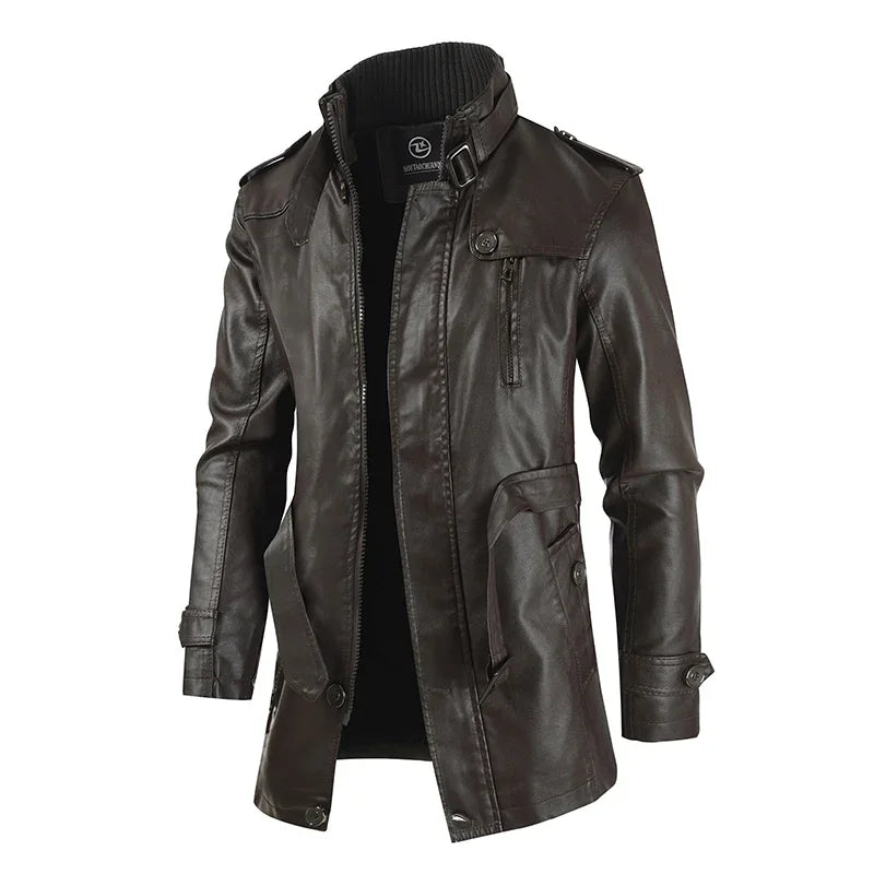 HUGO LAURENT™ | Elegant Long Leather Biker Jacket
