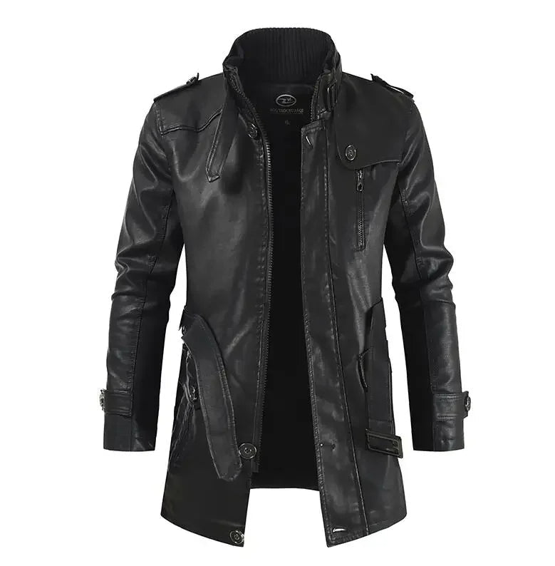 HUGO LAURENT™ | Elegant Long Leather Biker Jacket