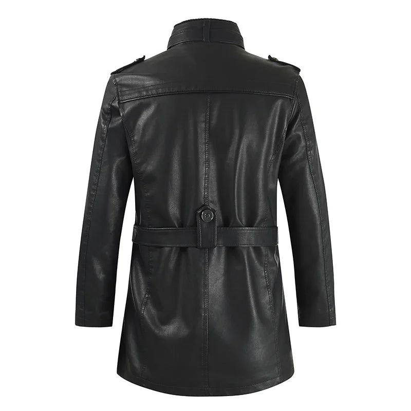 HUGO LAURENT™ | Elegant Long Leather Biker Jacket