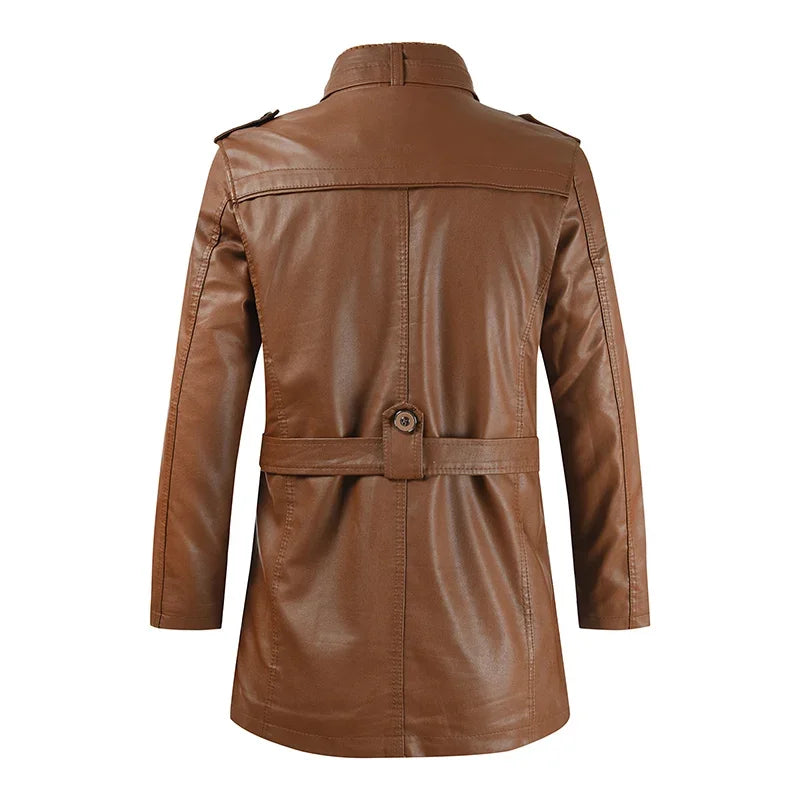 HUGO LAURENT™ | Elegant Long Leather Biker Jacket