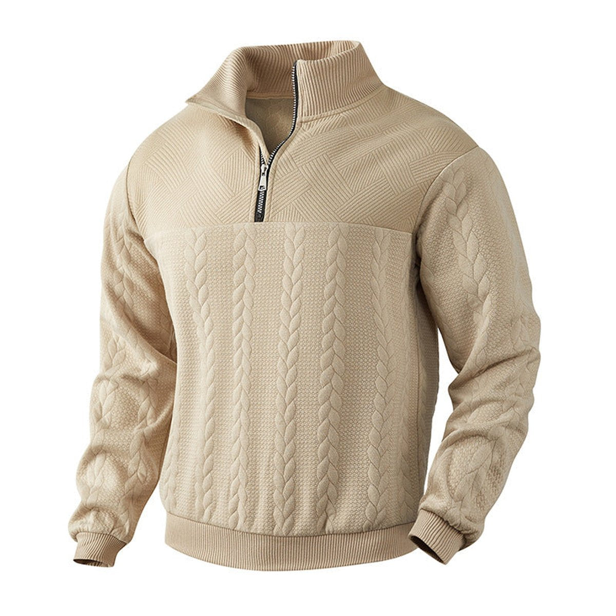 HUGO LAURENT™ | Cable-Knit Quarter-Zip Pullover Sweater