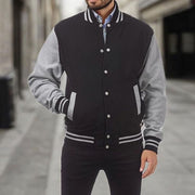 HUGO LAURENT™ | Classic Varsity Bomber Jacket with Ribbed Trim and Snap Buttons
