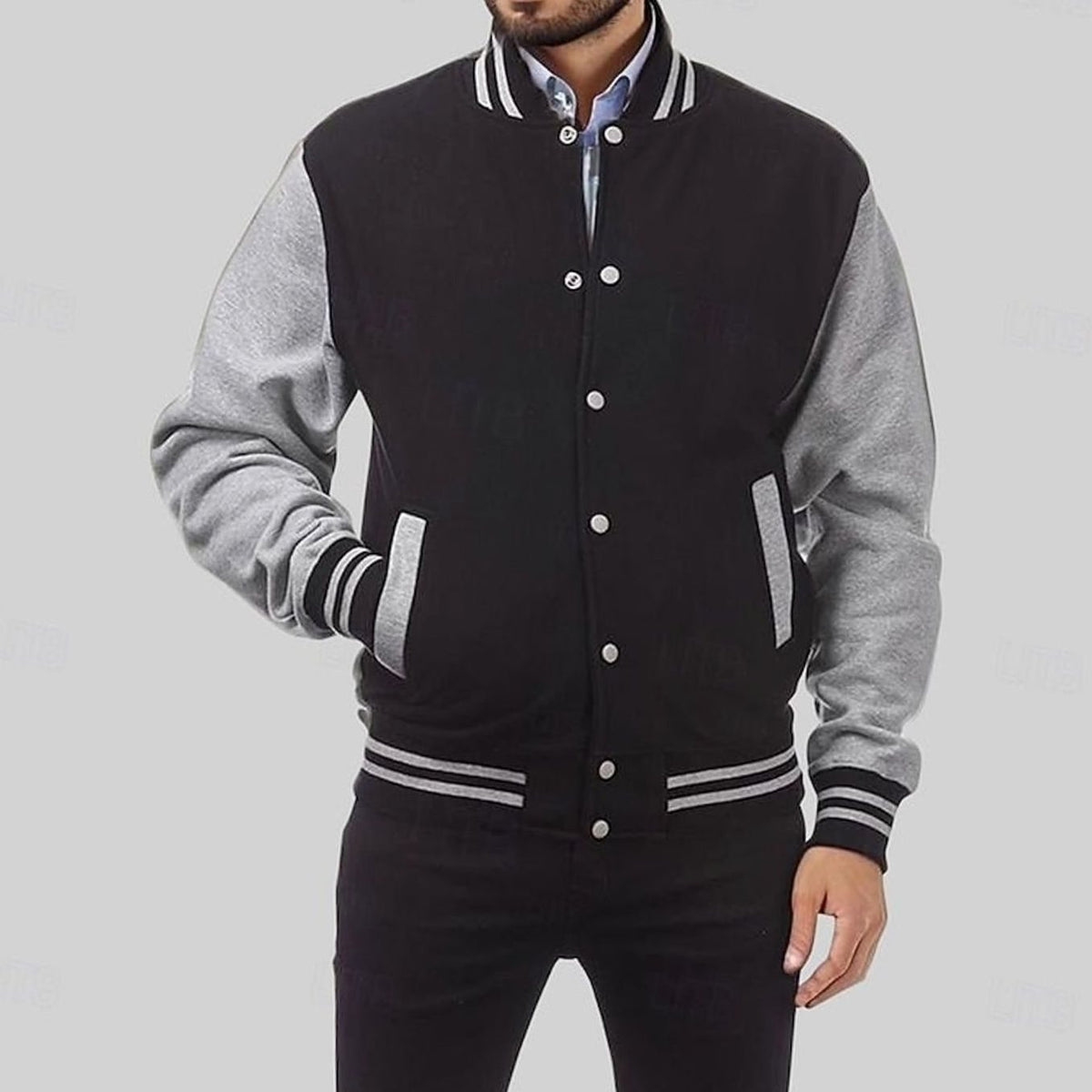 HUGO LAURENT™ | Classic Varsity Bomber Jacket with Ribbed Trim and Snap Buttons