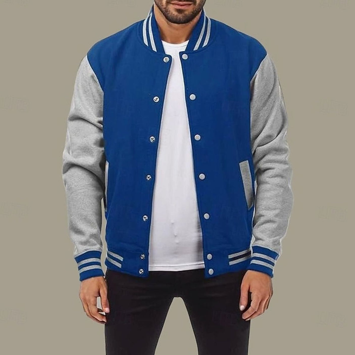 HUGO LAURENT™ | Classic Varsity Bomber Jacket with Ribbed Trim and Snap Buttons