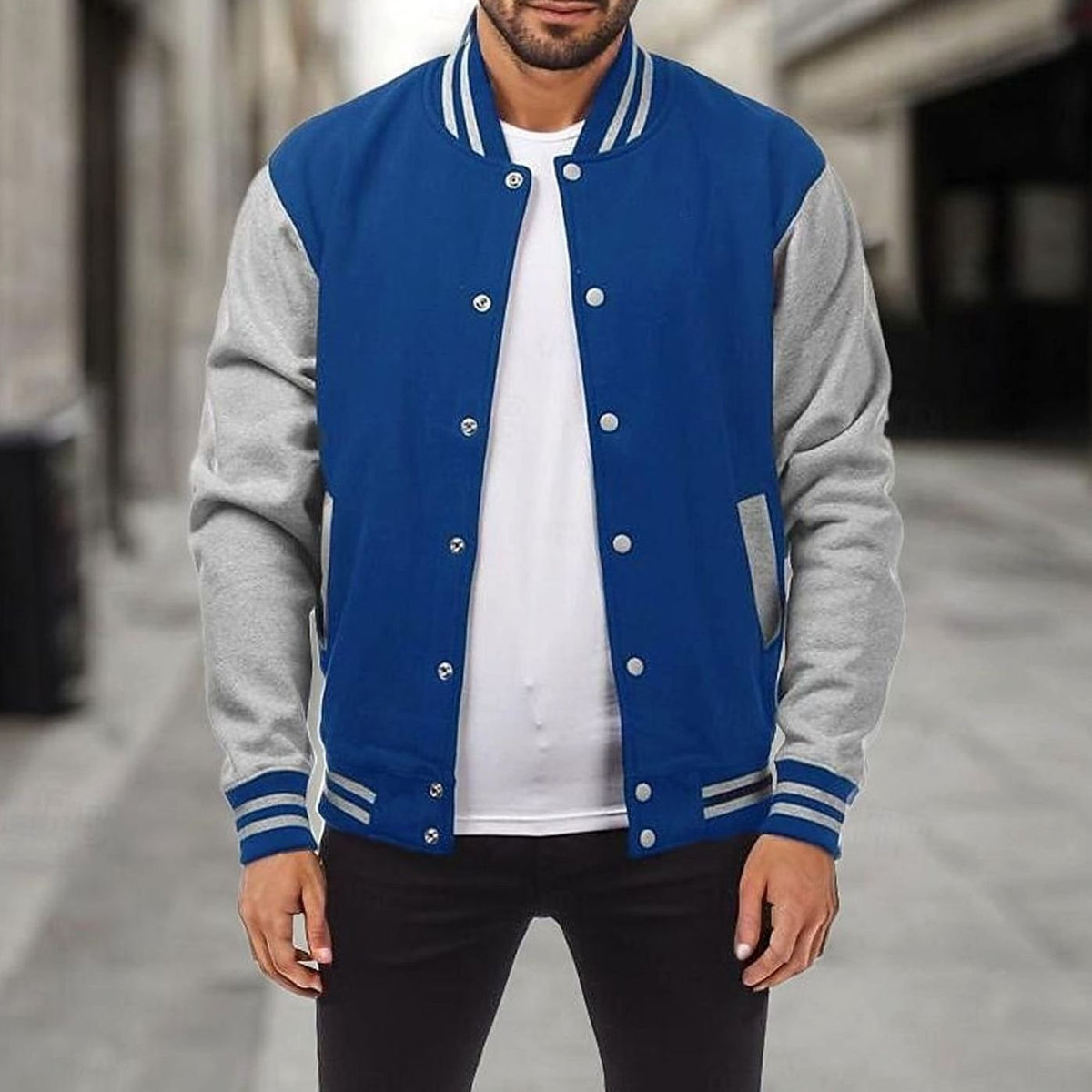 HUGO LAURENT™ | Classic Varsity Bomber Jacket with Ribbed Trim and Snap Buttons