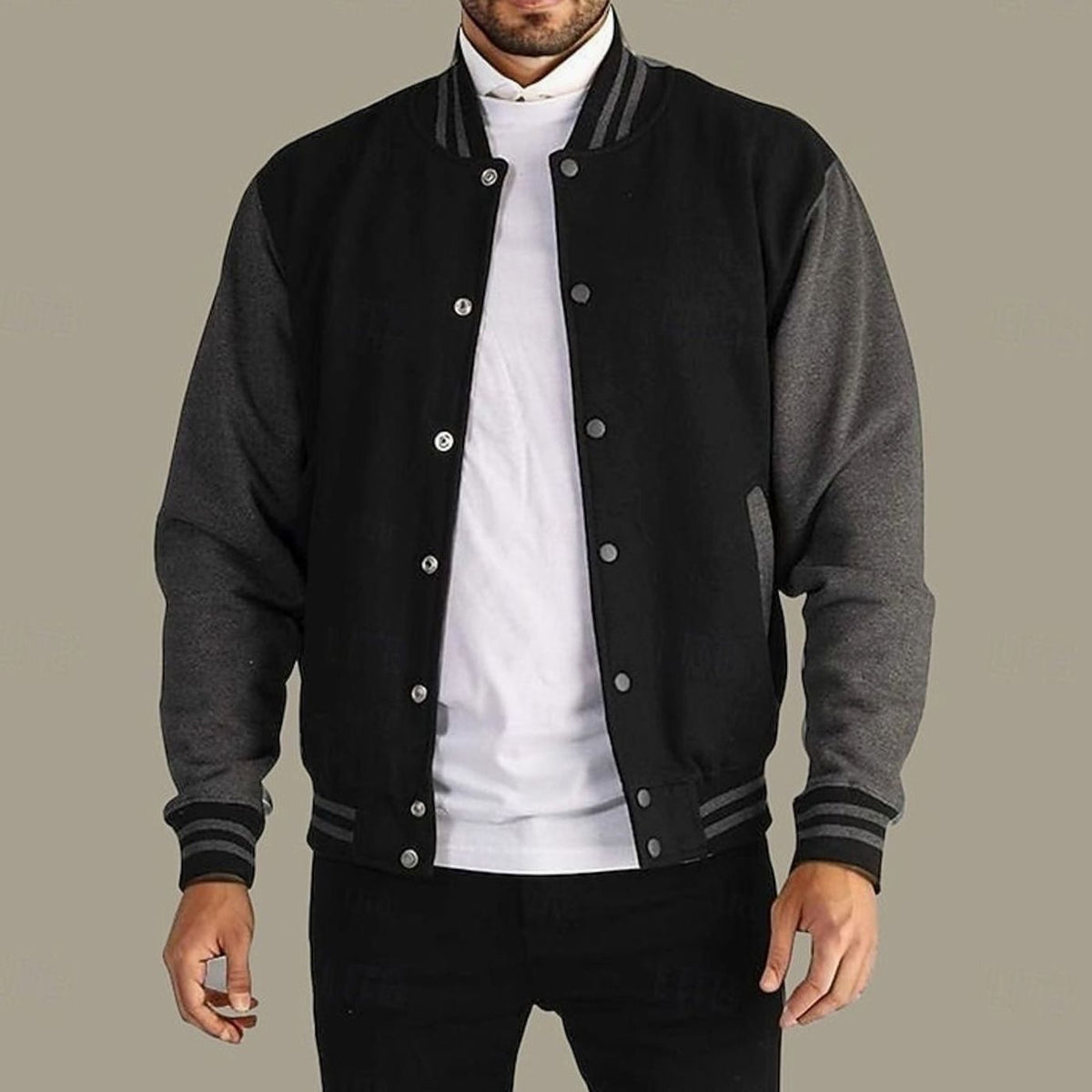 HUGO LAURENT™ | Classic Varsity Bomber Jacket with Ribbed Trim and Snap Buttons
