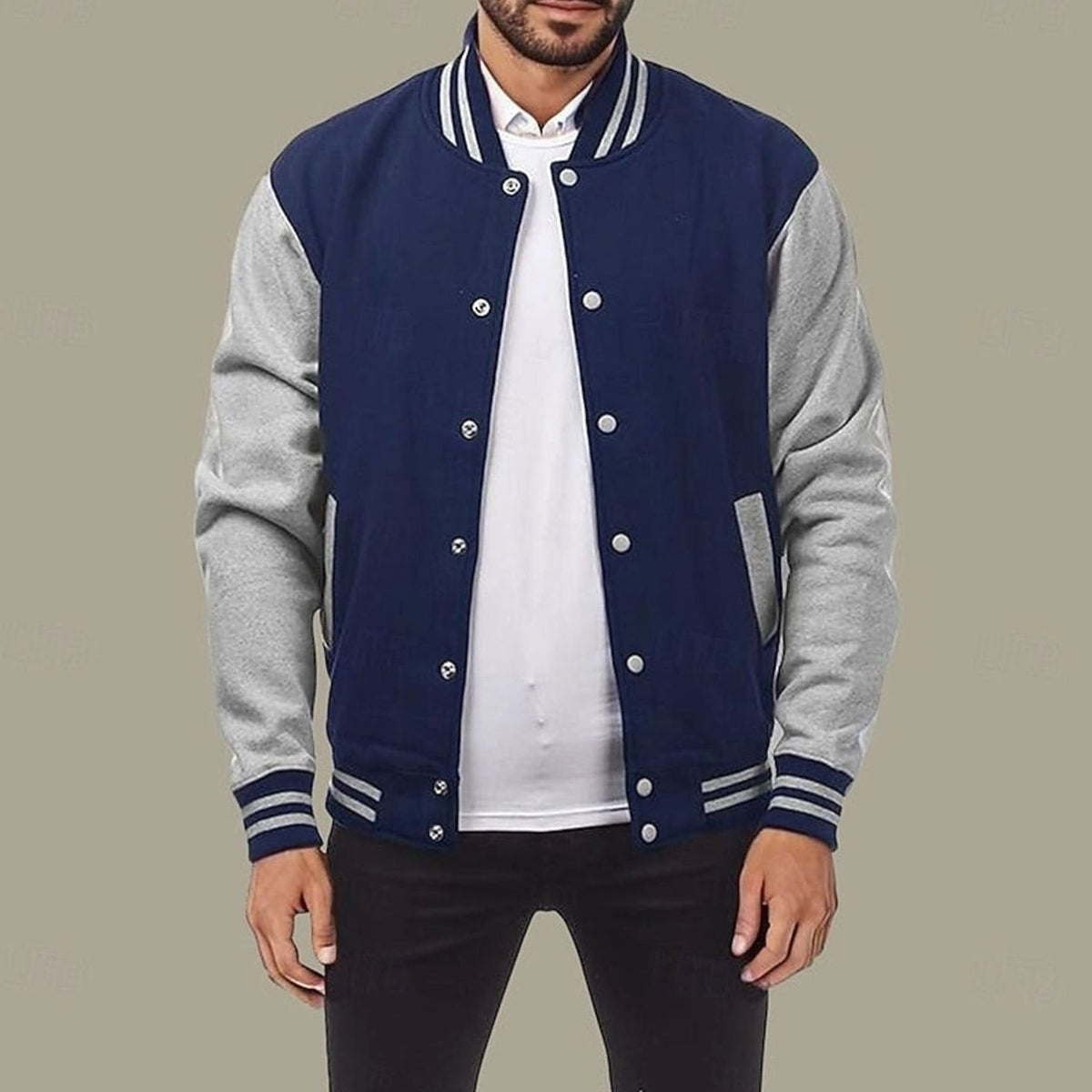 HUGO LAURENT™ | Classic Varsity Bomber Jacket with Ribbed Trim and Snap Buttons