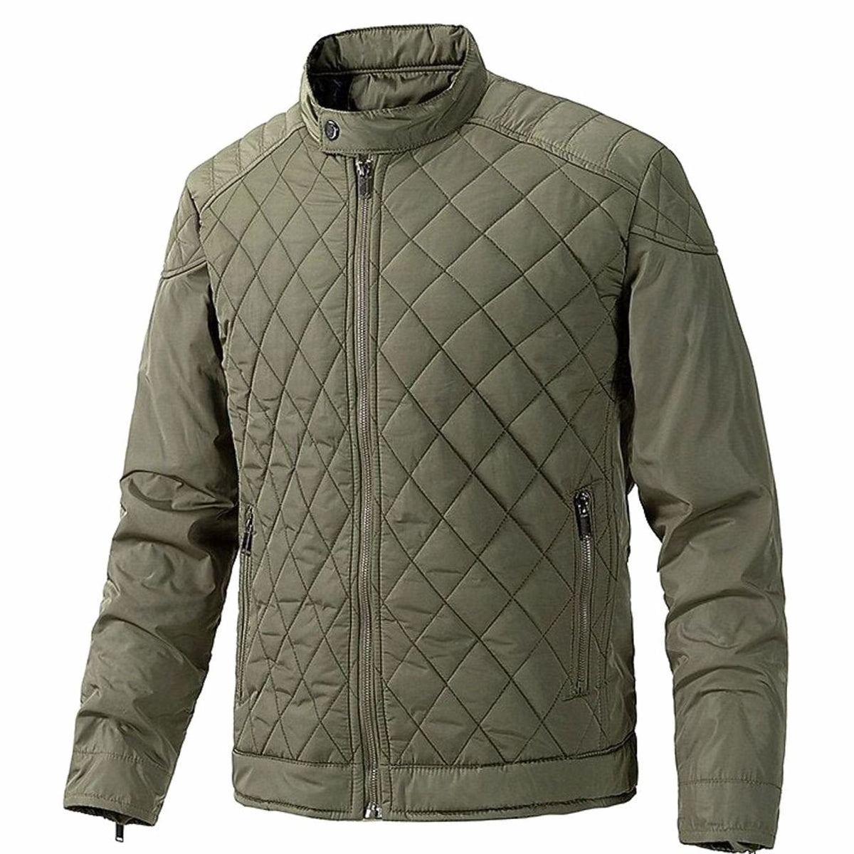 HUGO LAURENT™ | Diamond-Quilted Stand-Collar Full-Zip Jacket