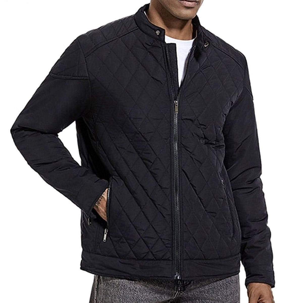 HUGO LAURENT™ | Diamond-Quilted Stand-Collar Full-Zip Jacket
