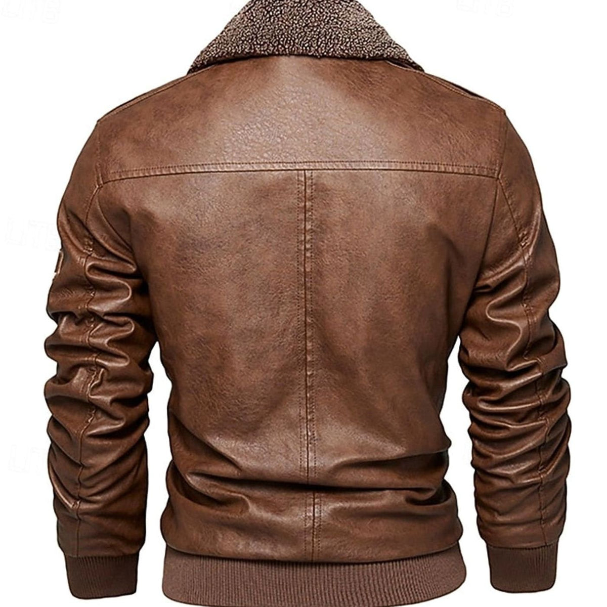 HUGO LAURENT™ | Faux Leather Sherpa-Collar Aviator Bomber Jacket