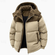 HUGO LAURENT™ | Quilted Hooded Two-Tone Corduroy Puffer Jacket