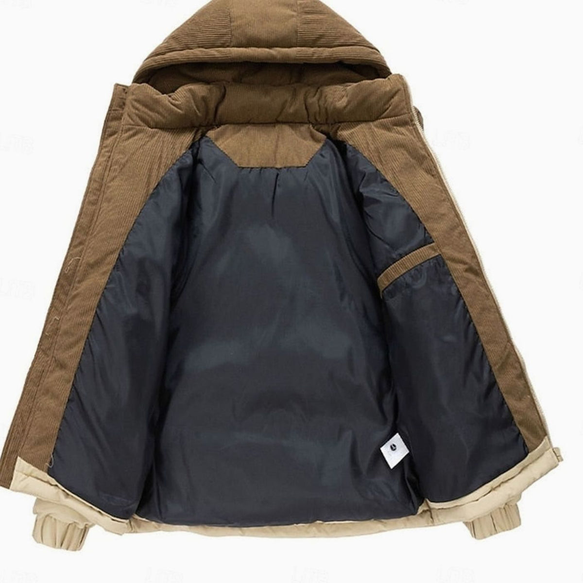 HUGO LAURENT™ | Quilted Hooded Two-Tone Corduroy Puffer Jacket
