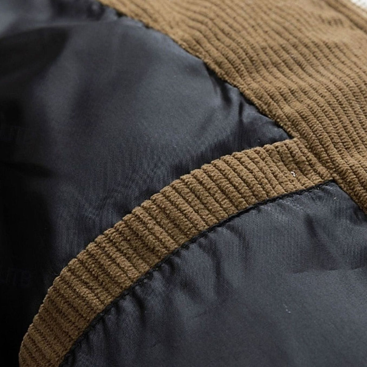 HUGO LAURENT™ | Quilted Hooded Two-Tone Corduroy Puffer Jacket