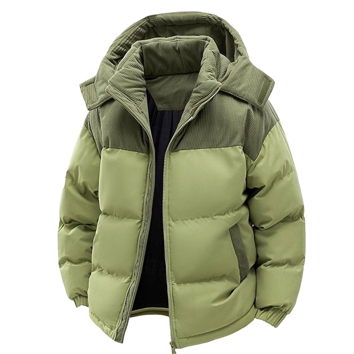HUGO LAURENT™ | Quilted Hooded Two-Tone Corduroy Puffer Jacket