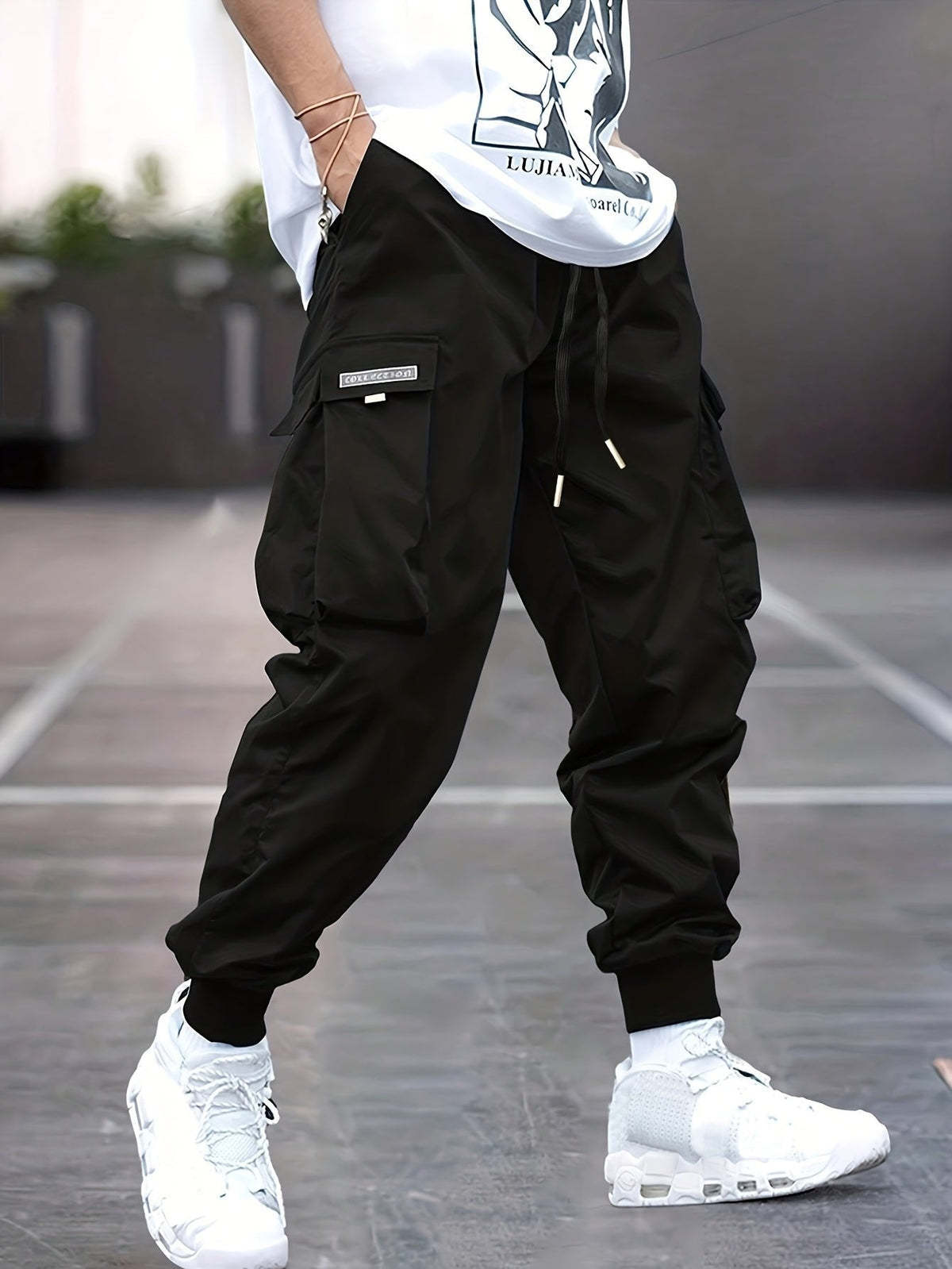 HUGO LAURENT™ | Relaxed-Fit Drawstring Cargo Jogger Pants with Ribbed Ankle Cuffs