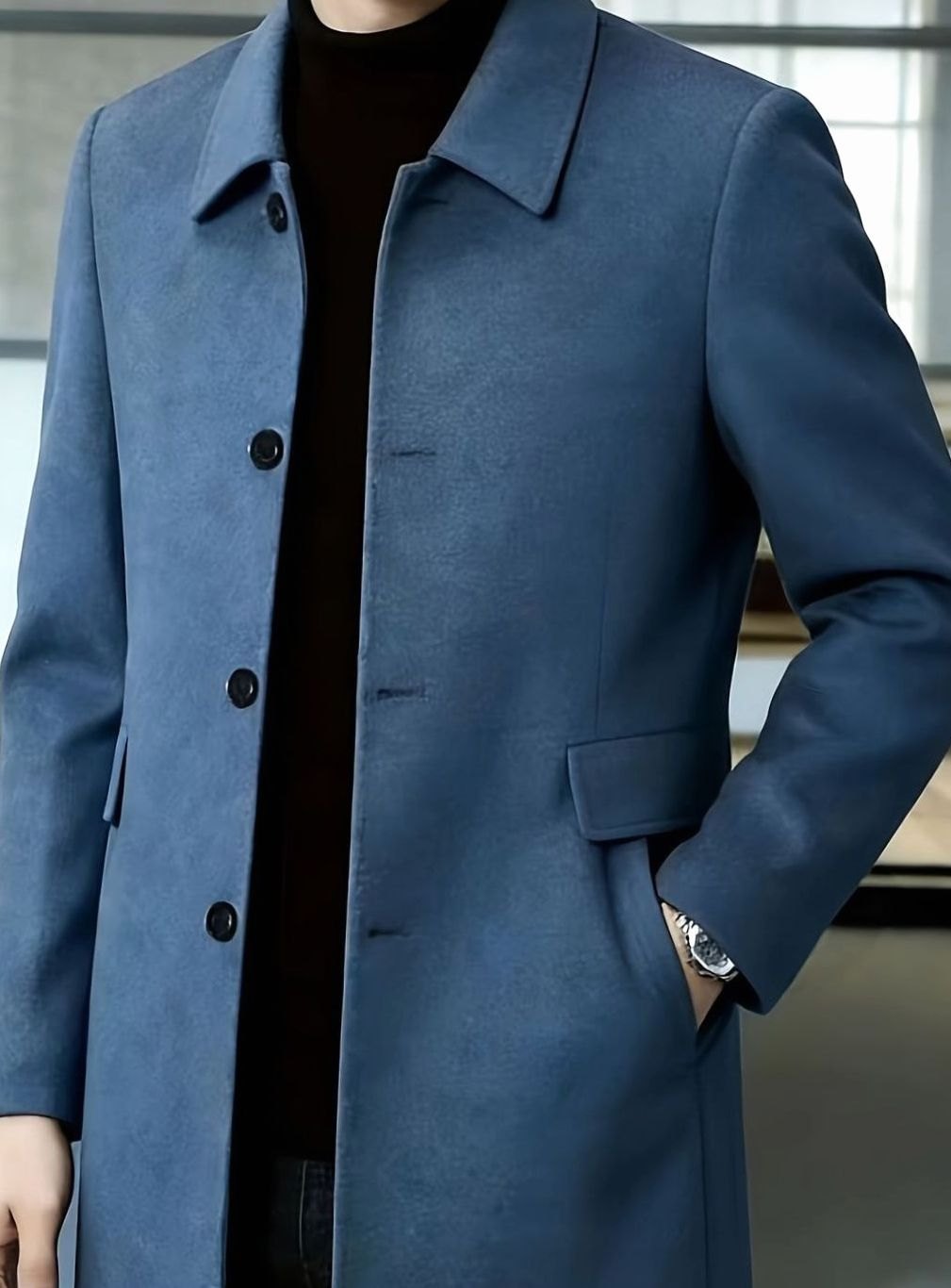 HUGO LAURENT™ | Single-Breasted Wool Overcoat with Classic Collar