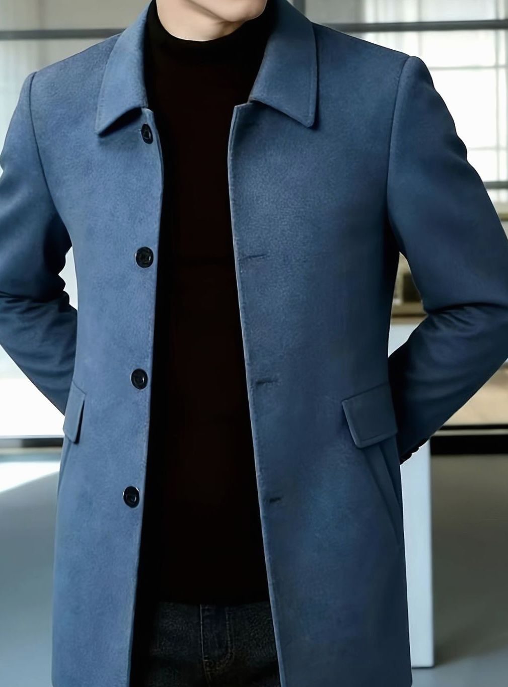 HUGO LAURENT™ | Single-Breasted Wool Overcoat with Classic Collar