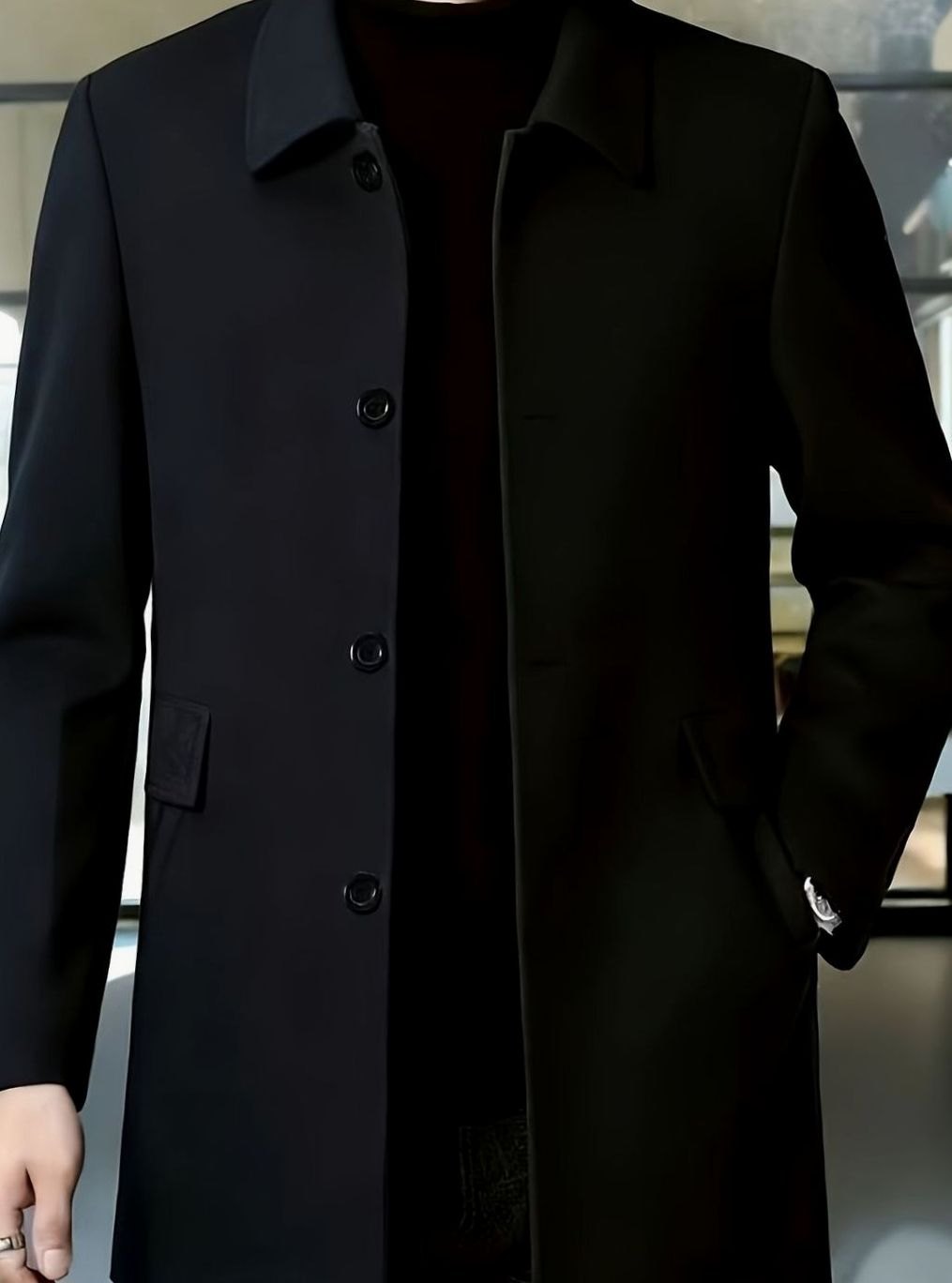 HUGO LAURENT™ | Single-Breasted Wool Overcoat with Classic Collar