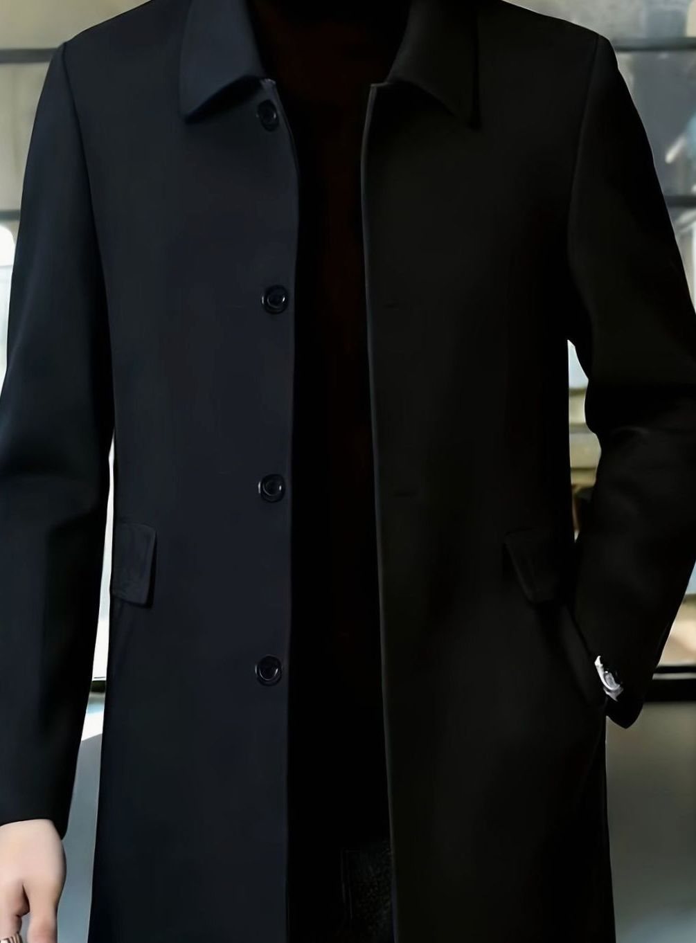 HUGO LAURENT™ | Single-Breasted Wool Overcoat with Classic Collar