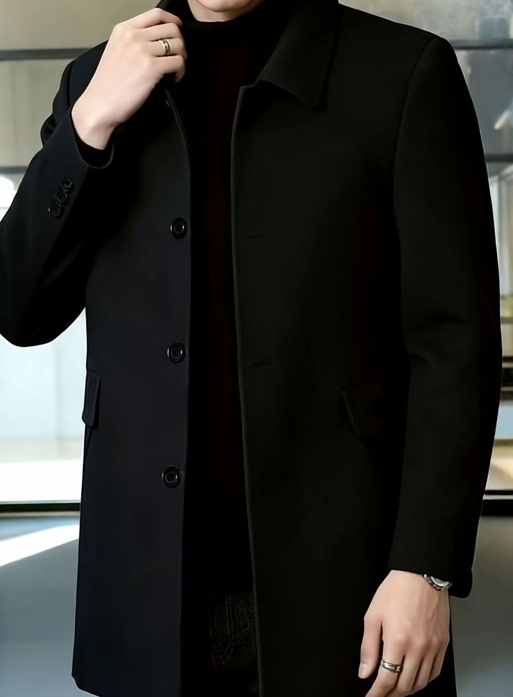 HUGO LAURENT™ | Single-Breasted Wool Overcoat with Classic Collar