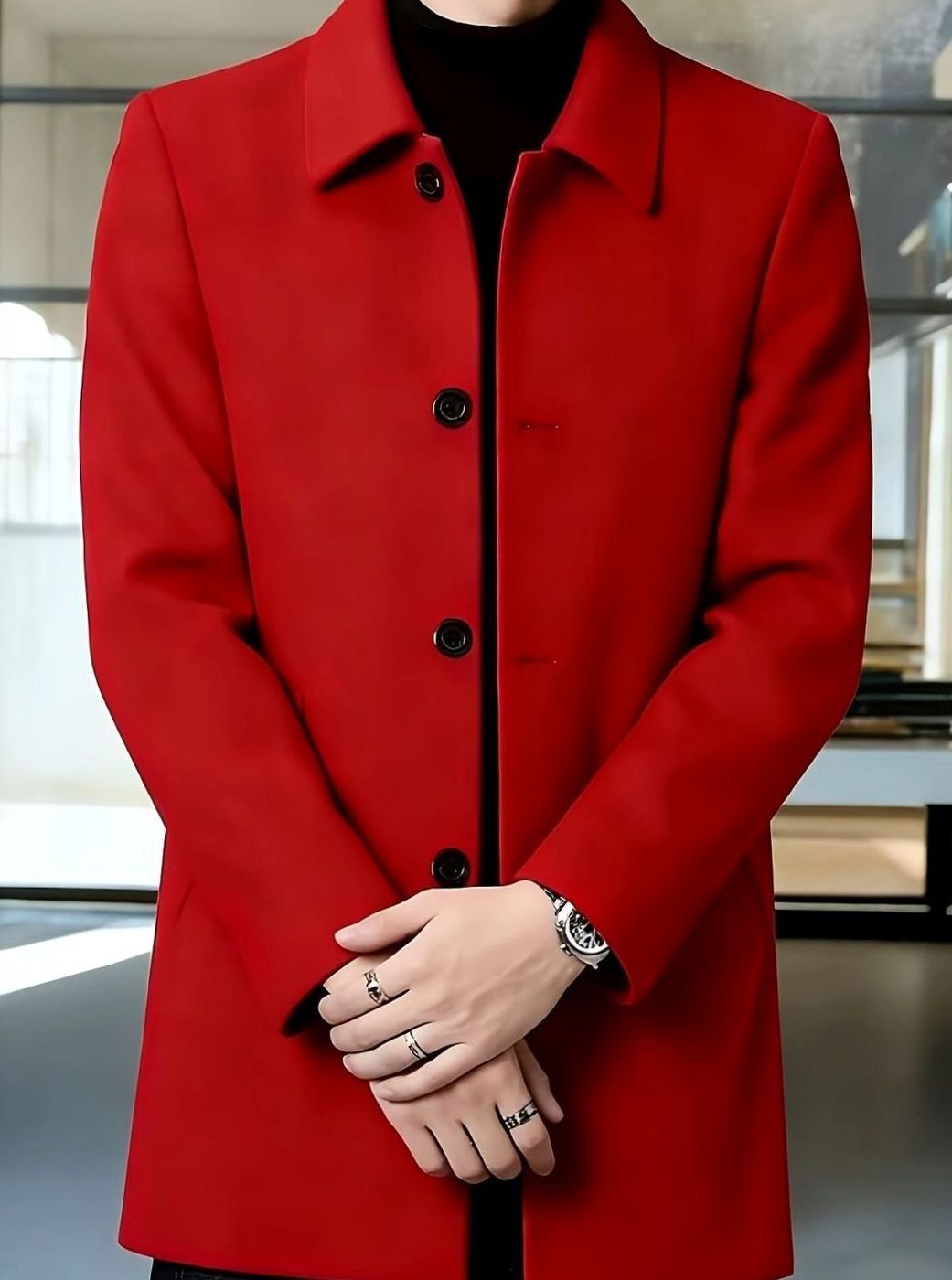 HUGO LAURENT™ | Single-Breasted Wool Overcoat with Classic Collar