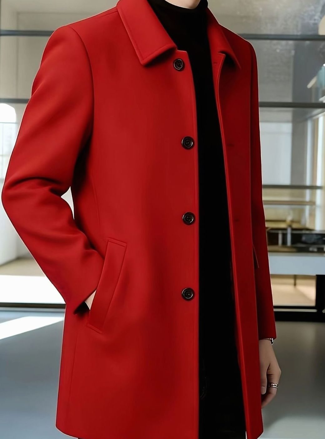 HUGO LAURENT™ | Single-Breasted Wool Overcoat with Classic Collar