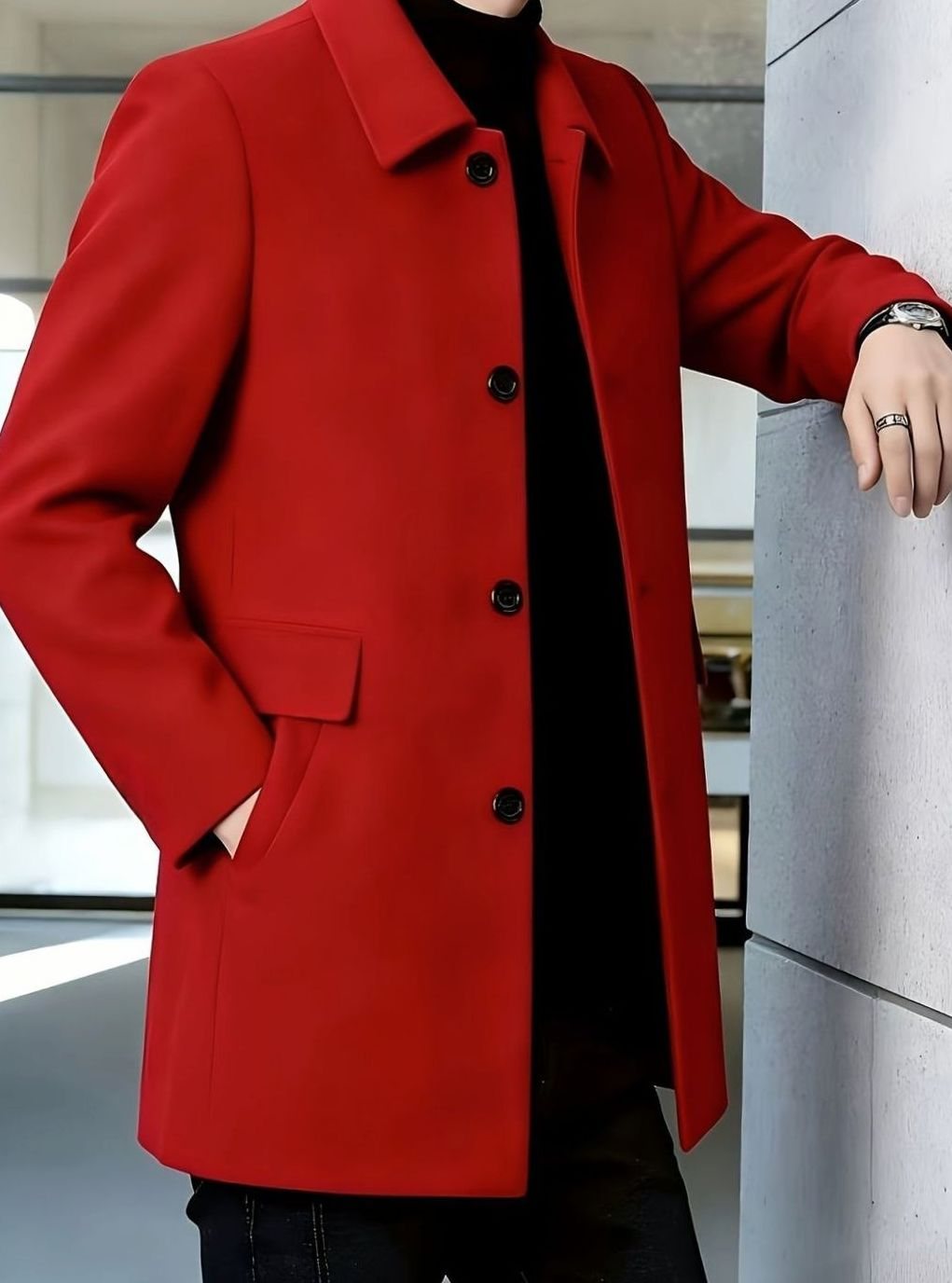 HUGO LAURENT™ | Single-Breasted Wool Overcoat with Classic Collar