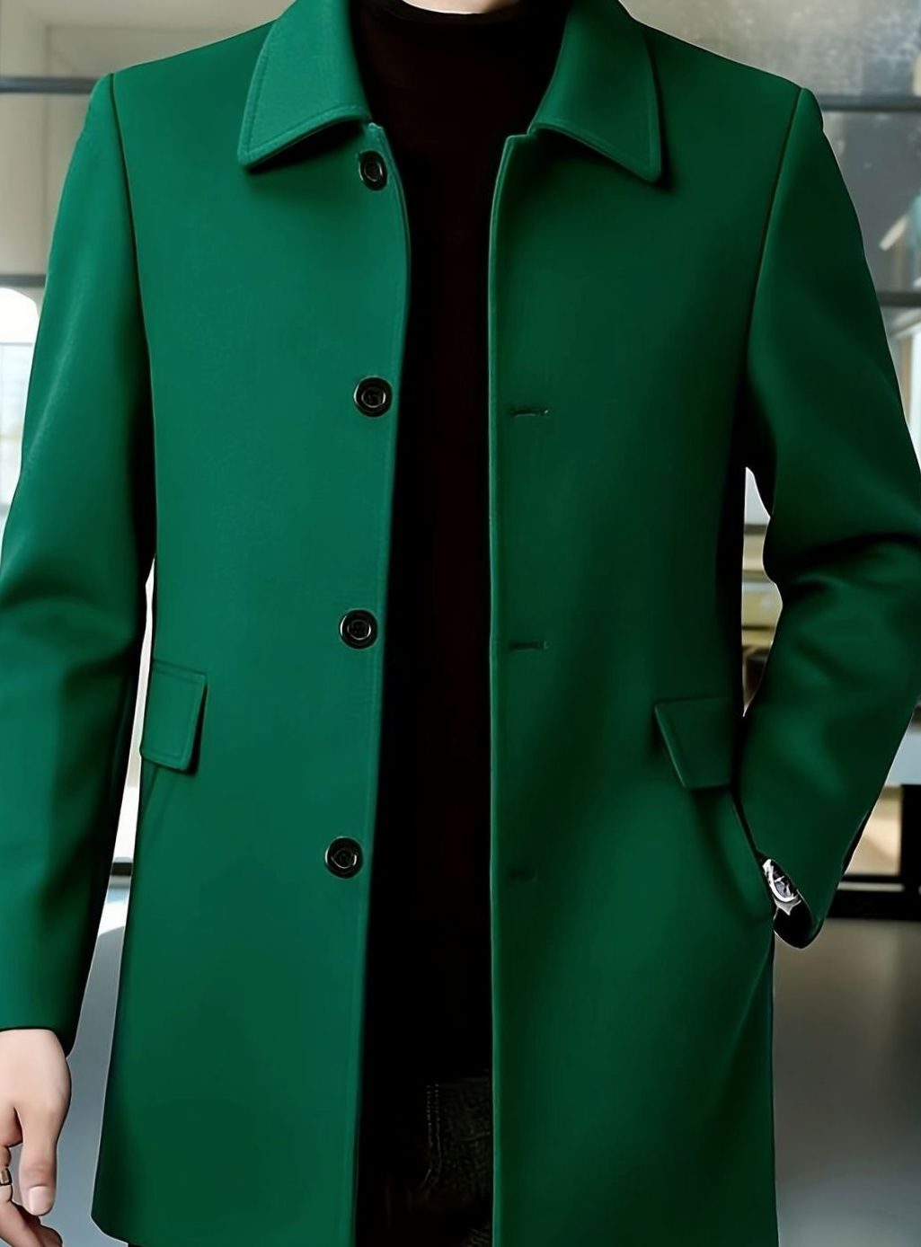 HUGO LAURENT™ | Single-Breasted Wool Overcoat with Classic Collar