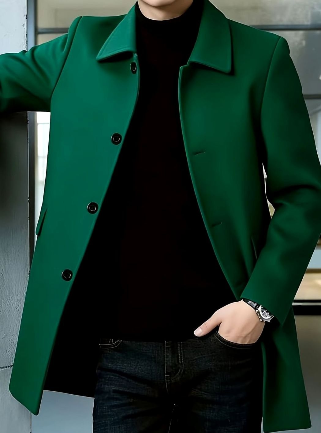 HUGO LAURENT™ | Single-Breasted Wool Overcoat with Classic Collar