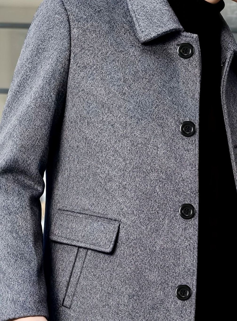 HUGO LAURENT™ | Single-Breasted Wool Overcoat with Classic Collar