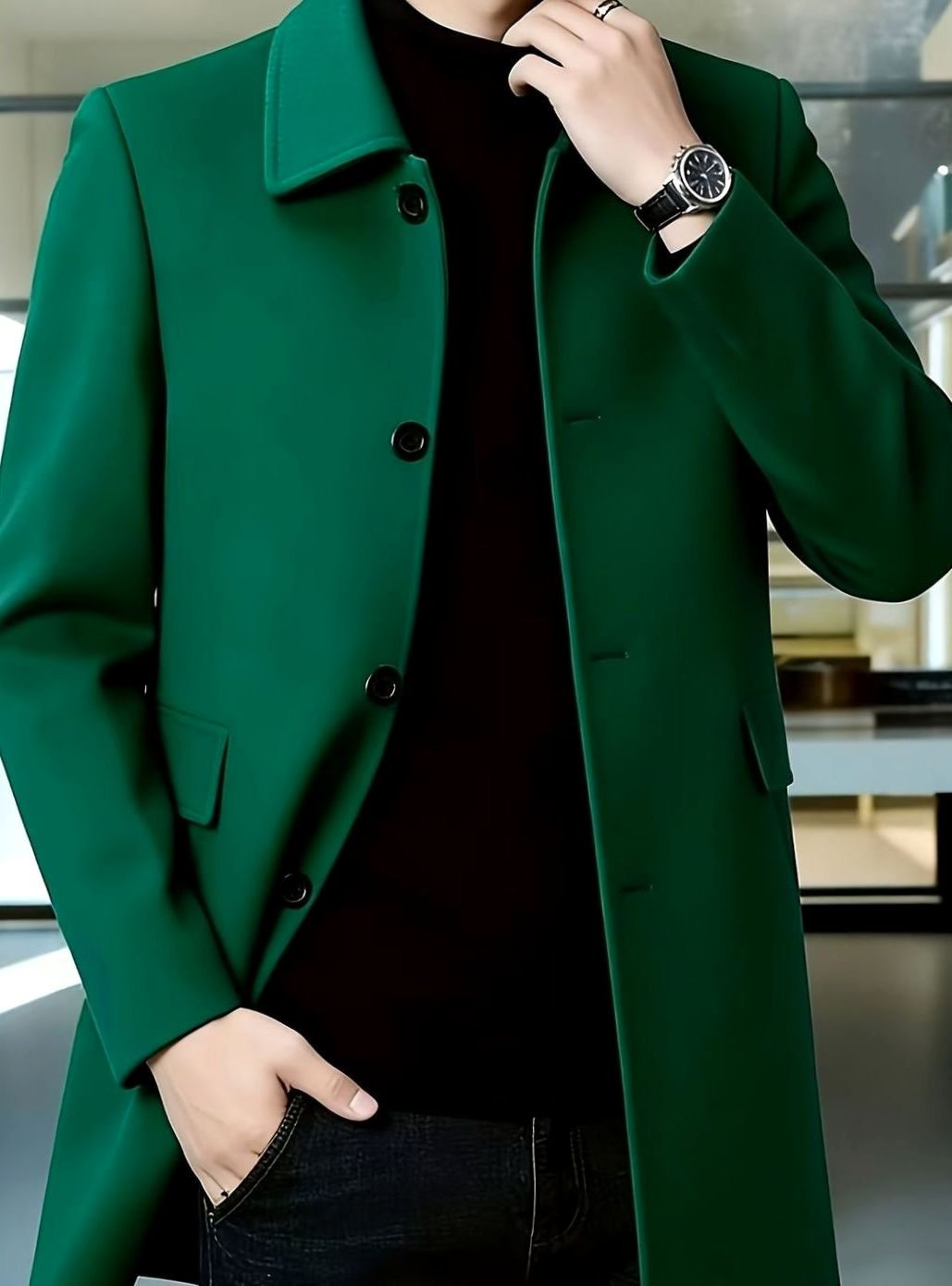 HUGO LAURENT™ | Single-Breasted Wool Overcoat with Classic Collar