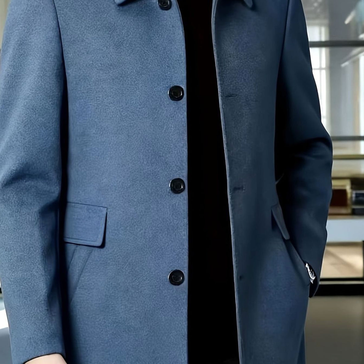 HUGO LAURENT™ | Single-Breasted Wool Overcoat with Classic Collar
