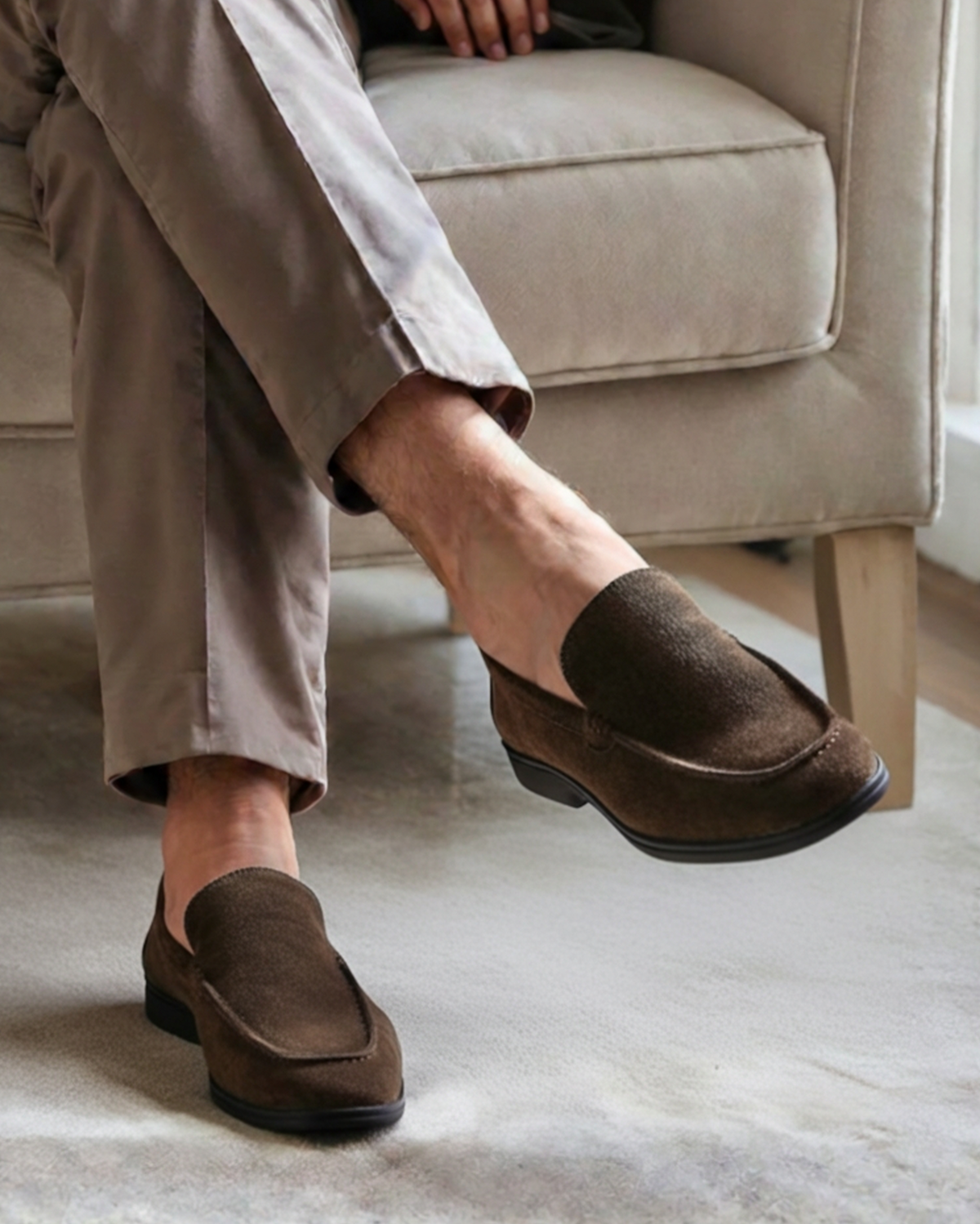 HUGO LAURENT | PREMIUM SUEDE LOAFERS - BLACK SOLES