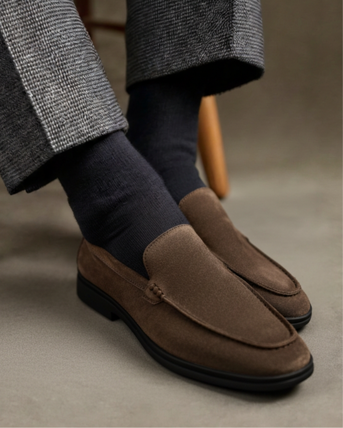 HUGO LAURENT | PREMIUM SUEDE LOAFERS - BLACK SOLES