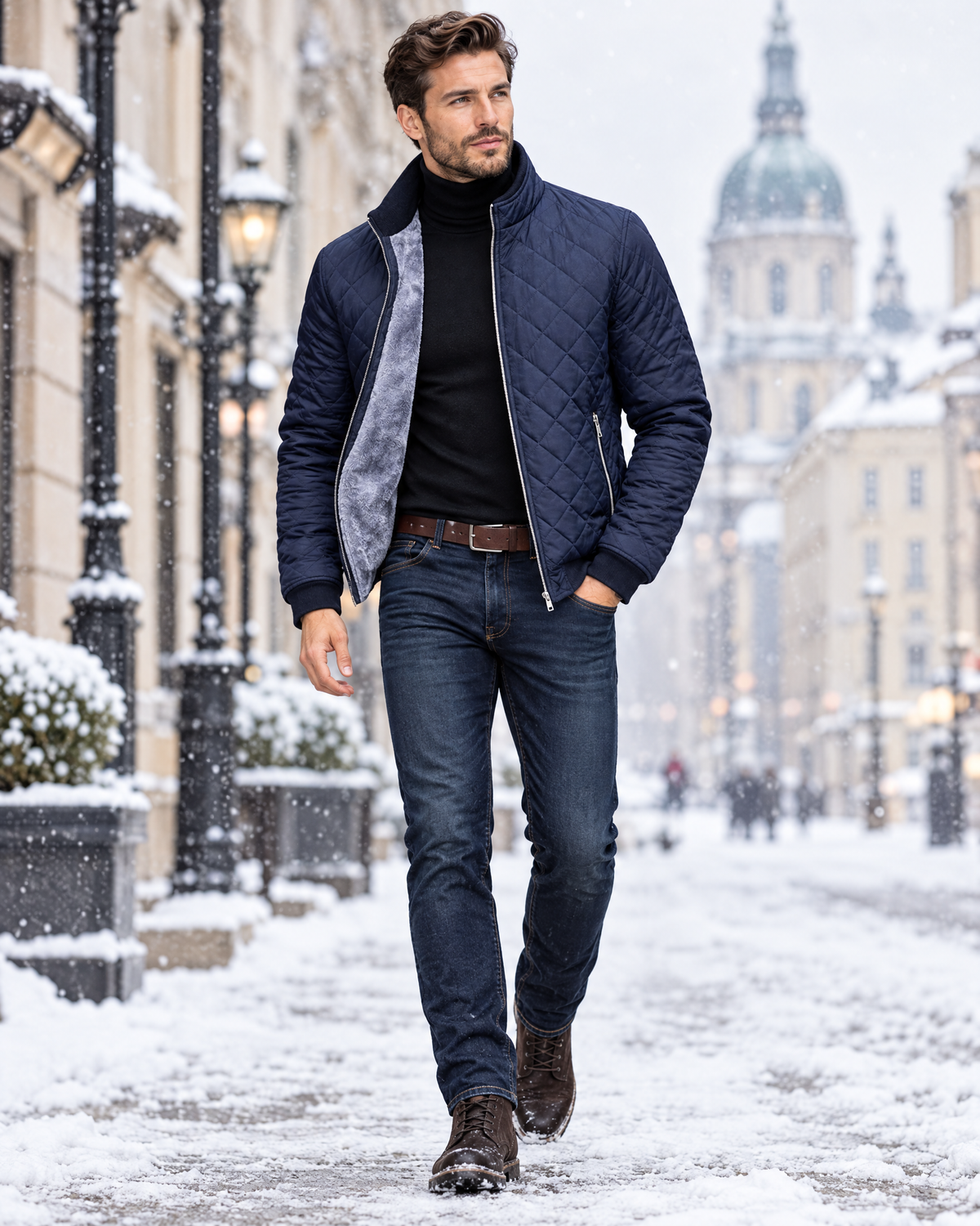 Warm Winter Jacket Navy Blue